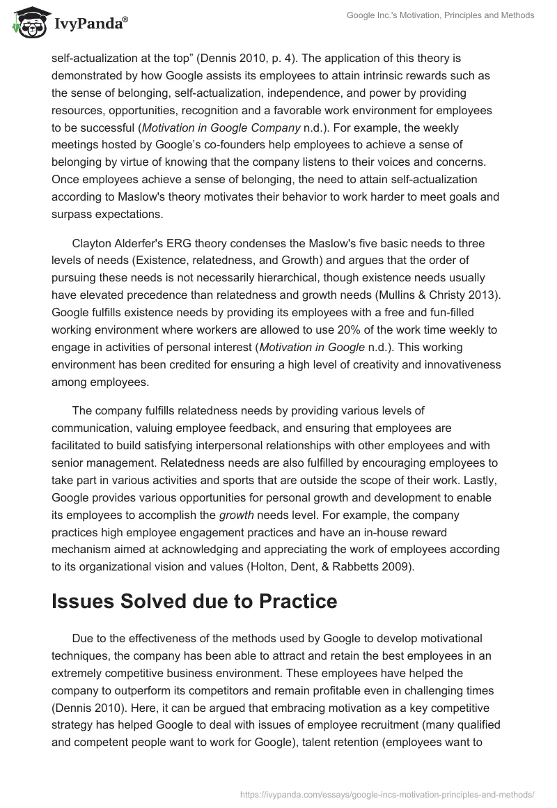 Google Inc.'s Motivation, Principles and Methods. Page 2