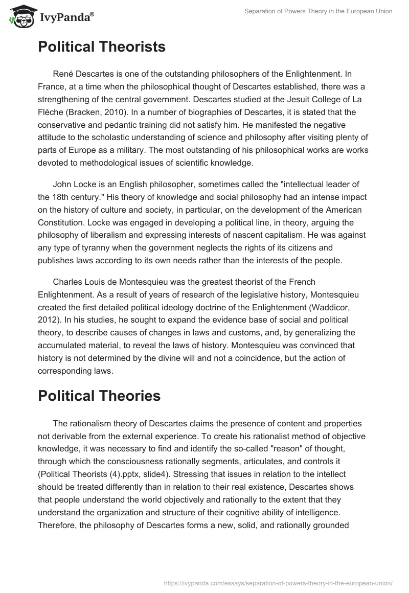 Separation of Powers Theory in the European Union. Page 2