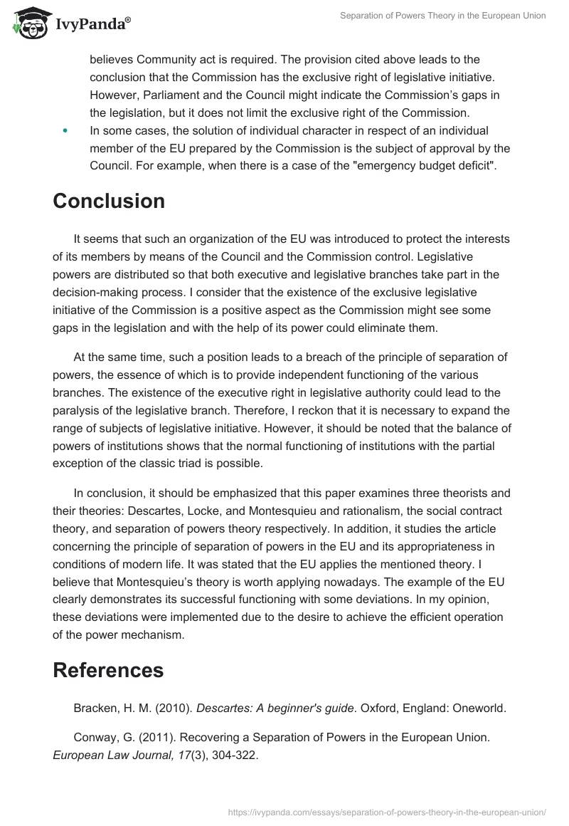 Separation of Powers Theory in the European Union. Page 4
