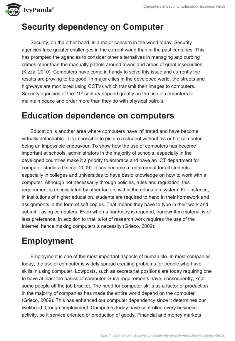Computers in Security, Education, Business Fields. Page 2
