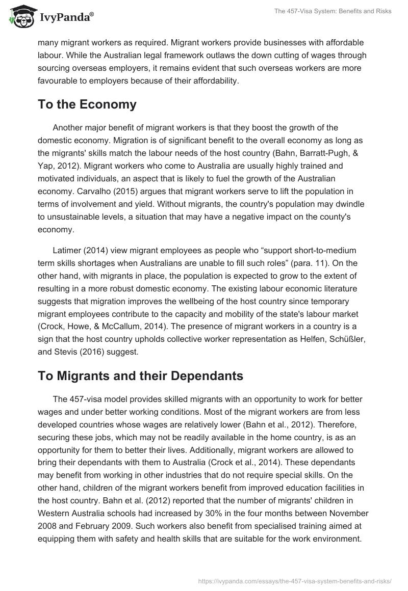 The 457-Visa System: Benefits and Risks. Page 2