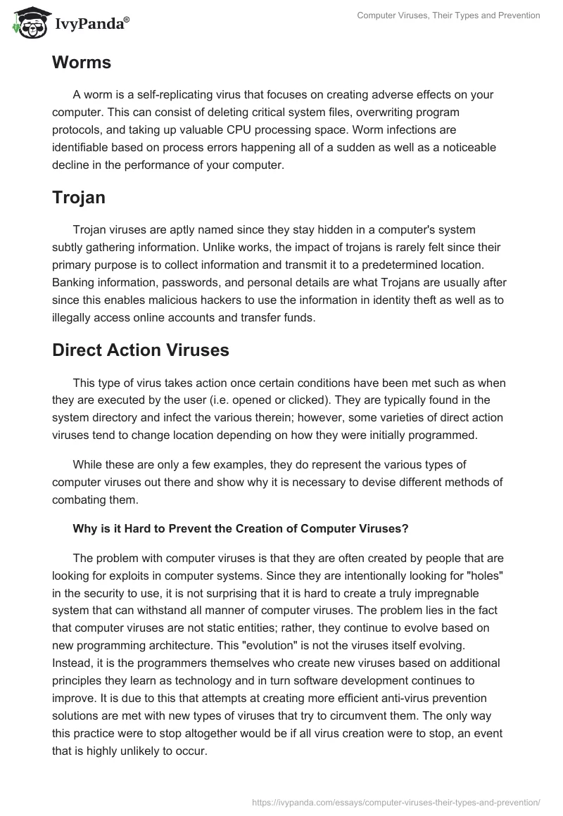 Computer Viruses, Their Types and Prevention. Page 2