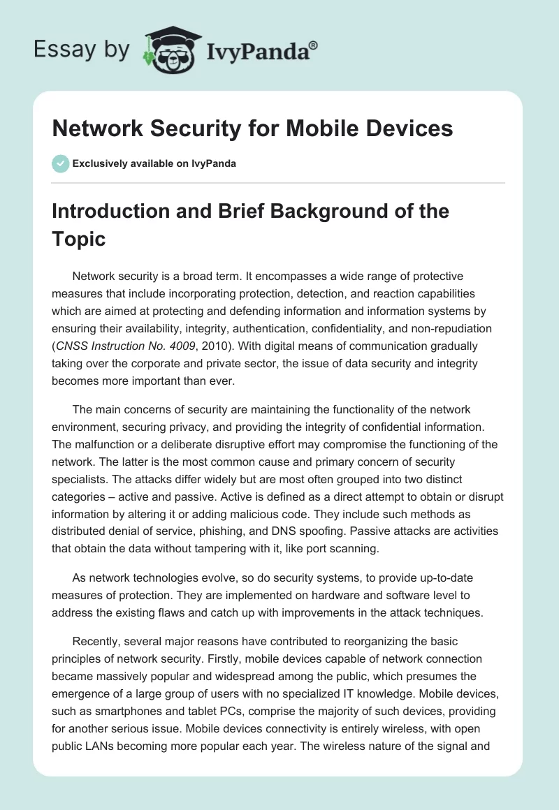 Network Security for Mobile Devices. Page 1