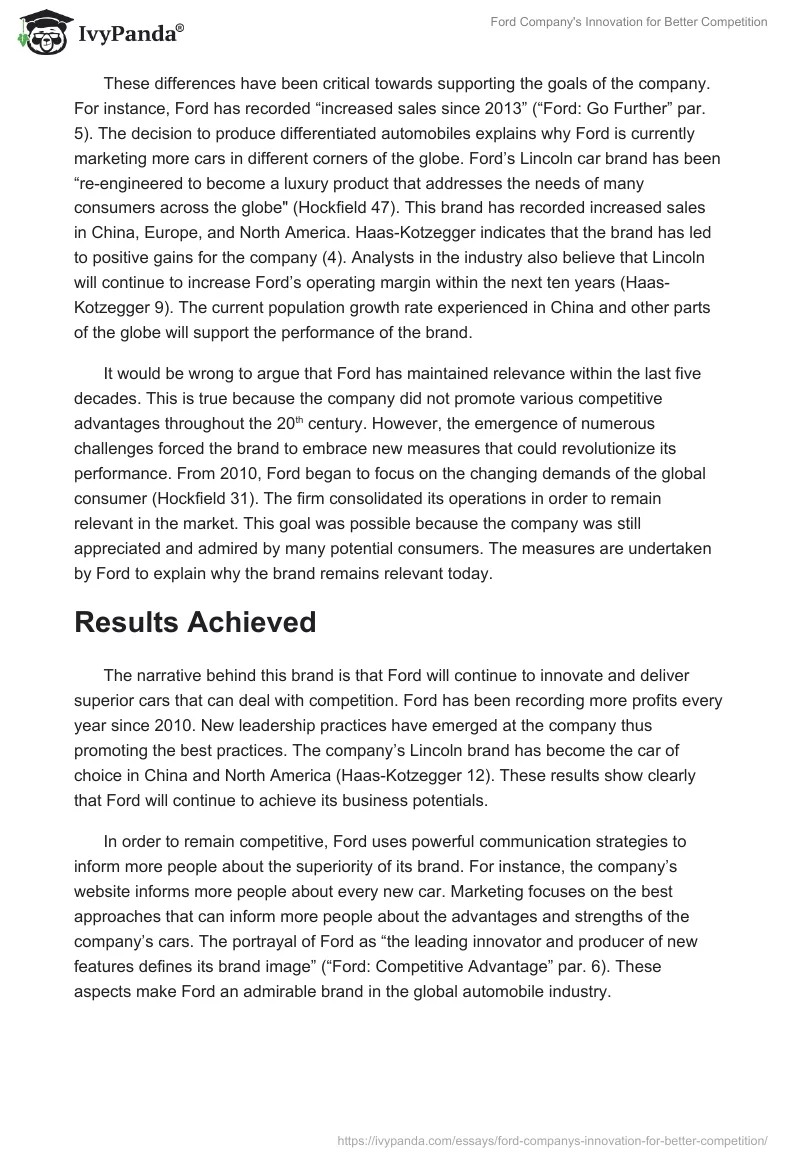 Ford Company's Innovation for Better Competition. Page 4