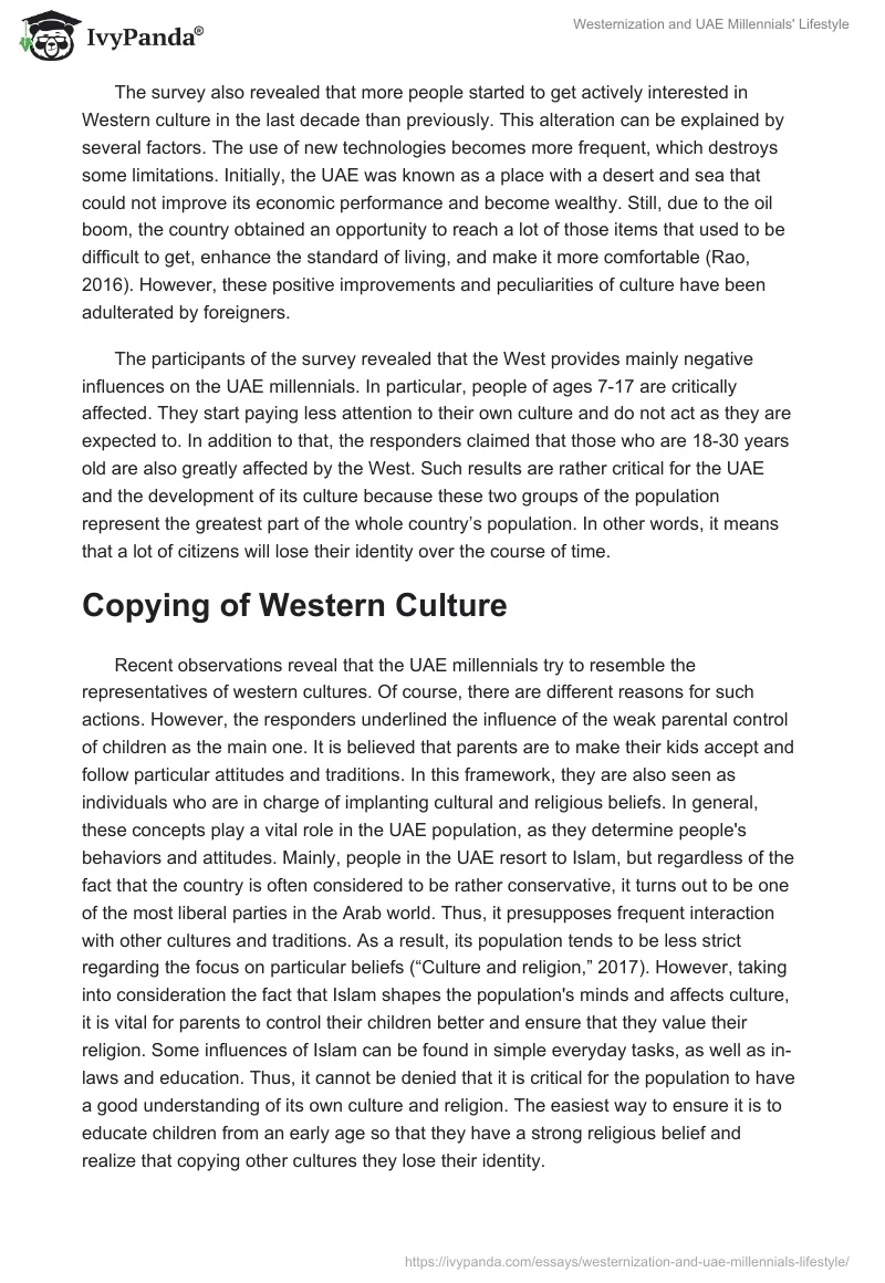 Westernization and UAE Millennials' Lifestyle. Page 3