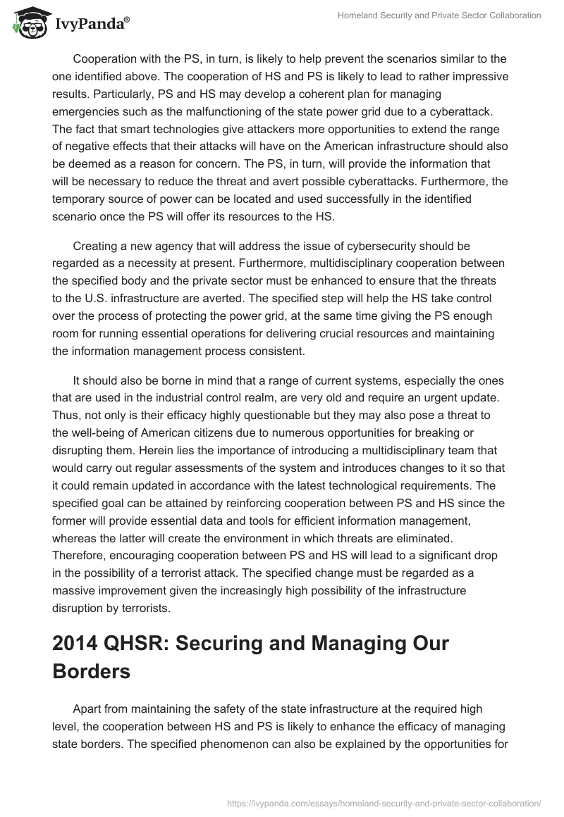 Homeland Security and Private Sector Collaboration. Page 2