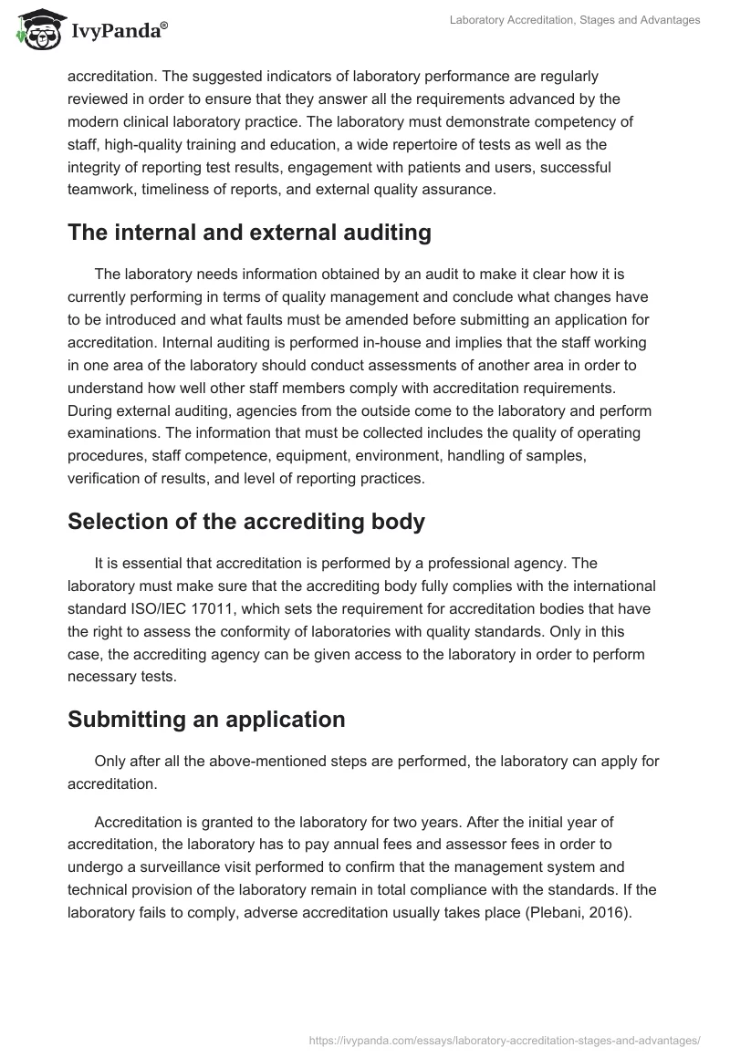 Laboratory Accreditation, Stages and Advantages. Page 2