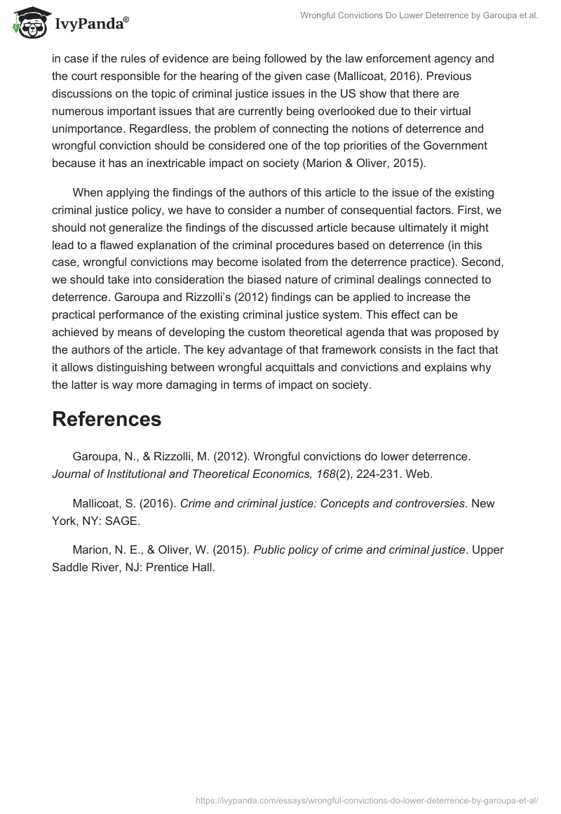 "Wrongful Convictions Do Lower Deterrence" by Garoupa et al.. Page 2