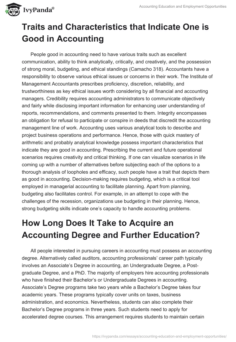 Accounting Education and Employment Opportunities. Page 2