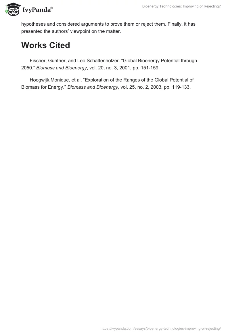Bioenergy Technologies: Improving or Rejecting?. Page 3