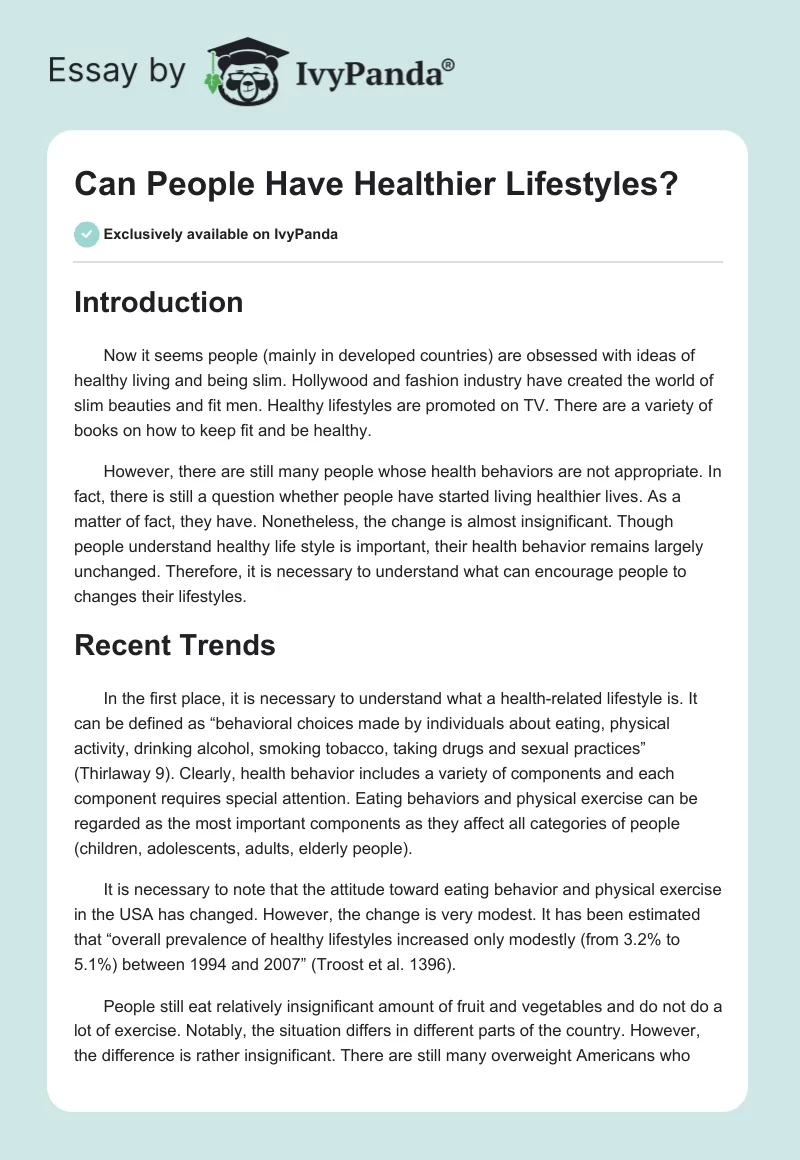 Can People Have Healthier Lifestyles?. Page 1