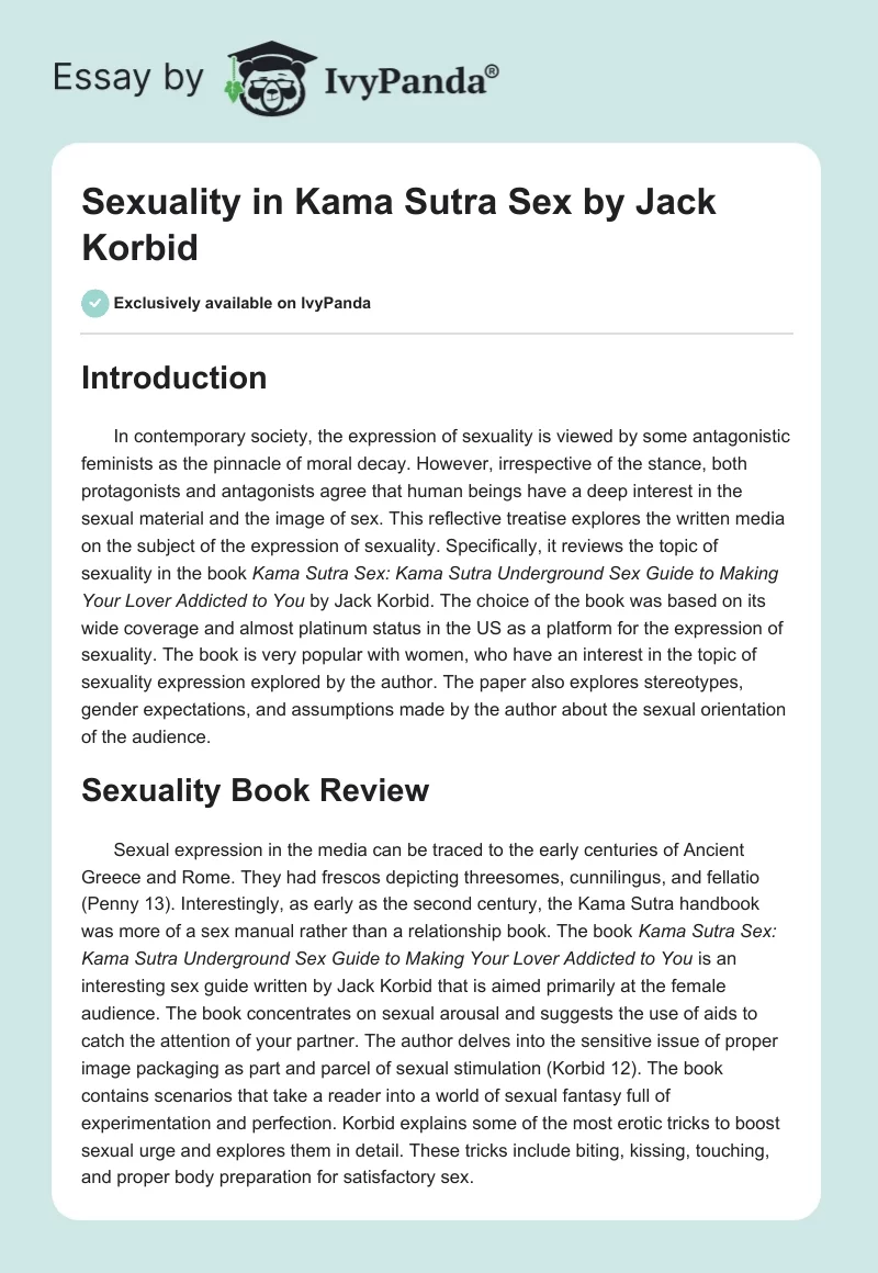 Sexuality in "Kama Sutra Sex" by Jack Korbid. Page 1