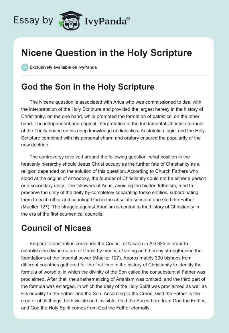 Nicene Question in the Holy Scripture. Page 1