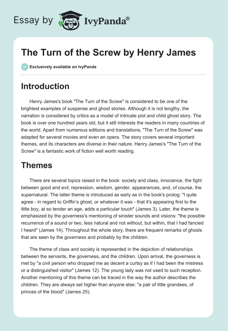 "The Turn of the Screw" by Henry James. Page 1