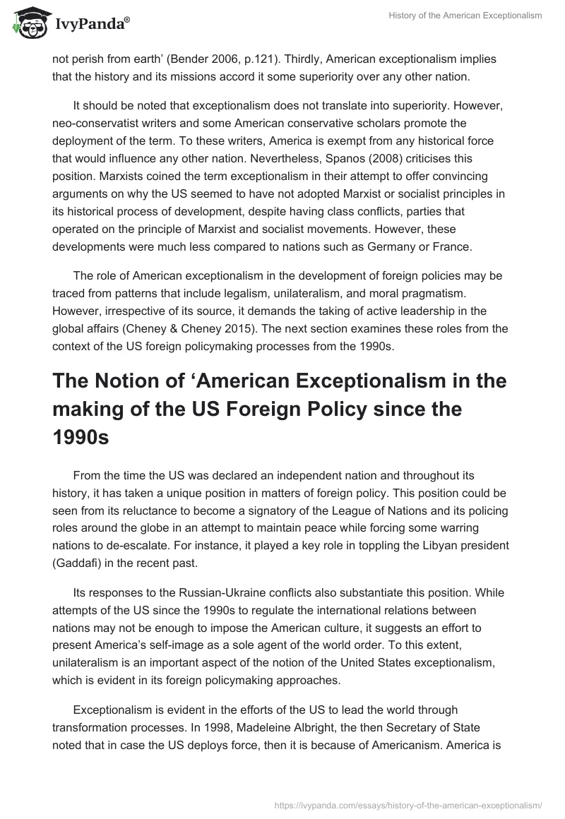 History of the American Exceptionalism. Page 2