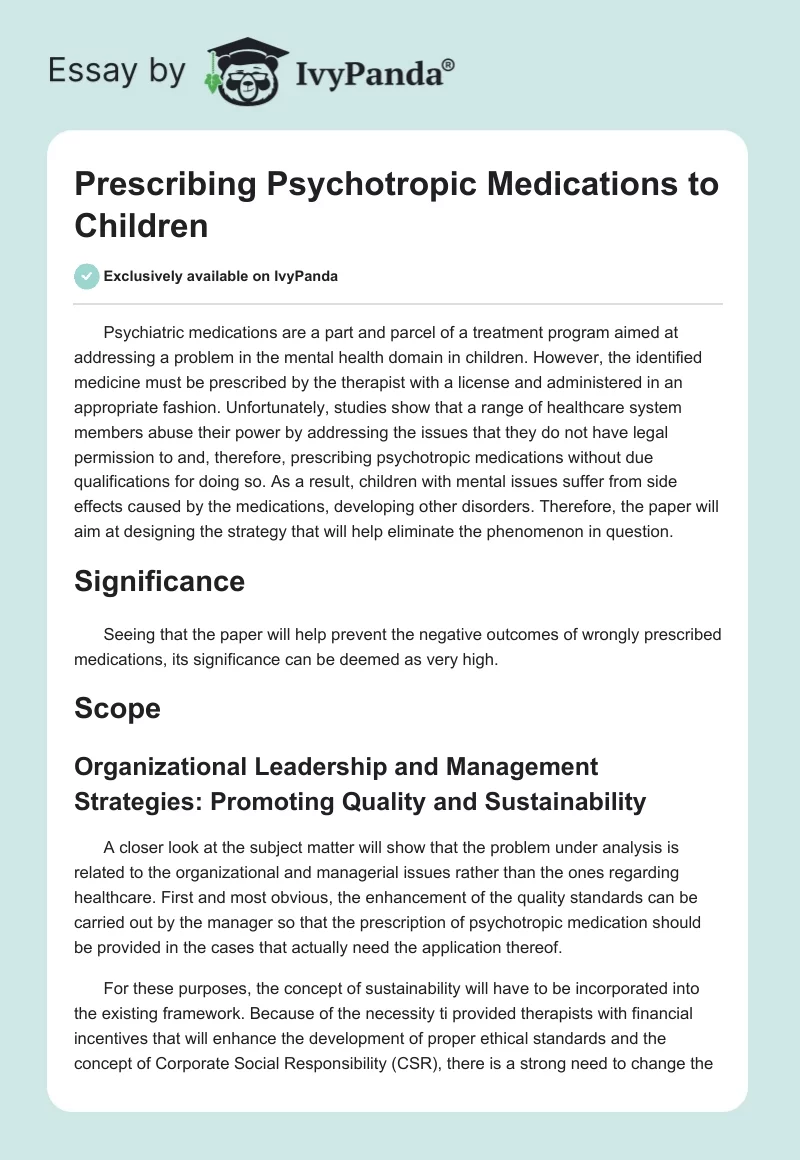 Prescribing Psychotropic Medications to Children. Page 1