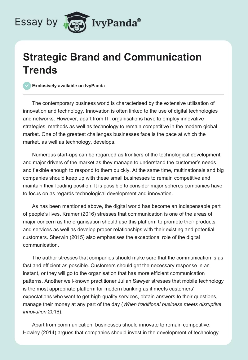 Strategic Brand and Communication Trends. Page 1
