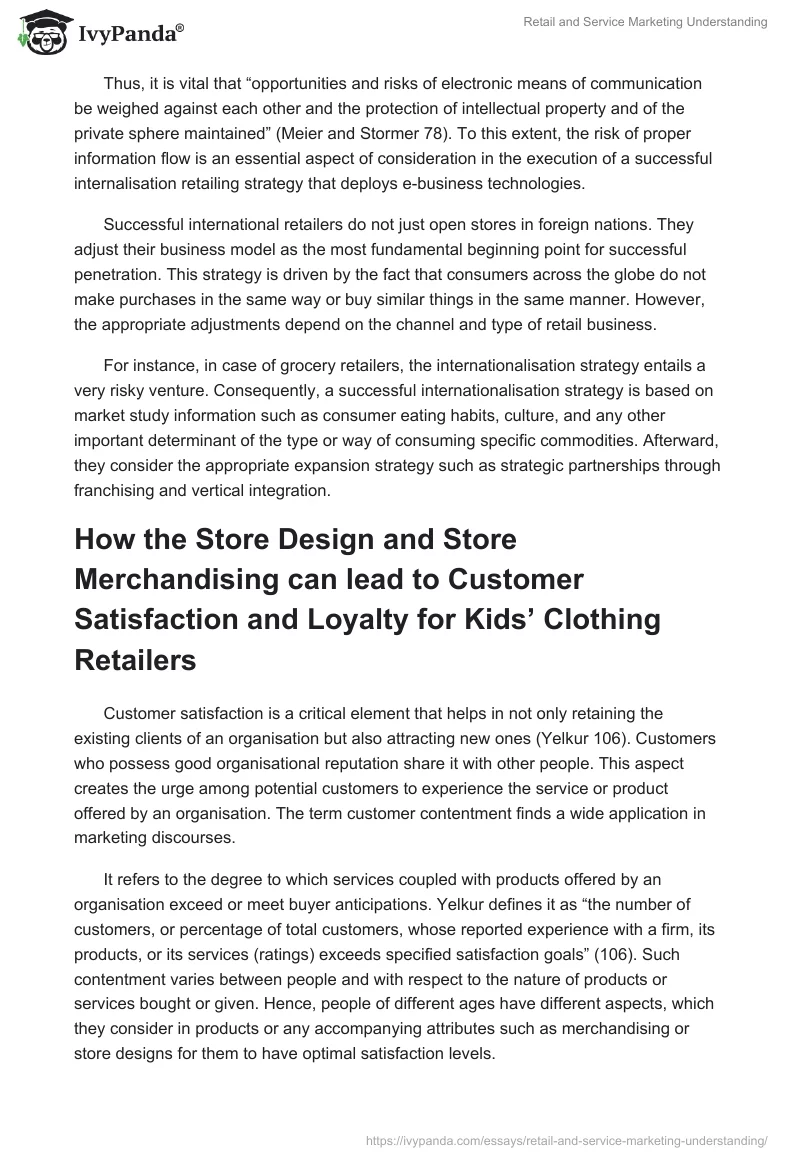 Retail and Service Marketing Understanding. Page 4