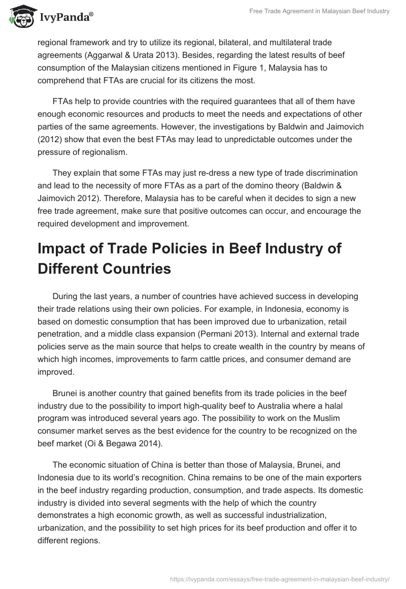Free Trade Agreement in Malaysian Beef Industry. Page 3