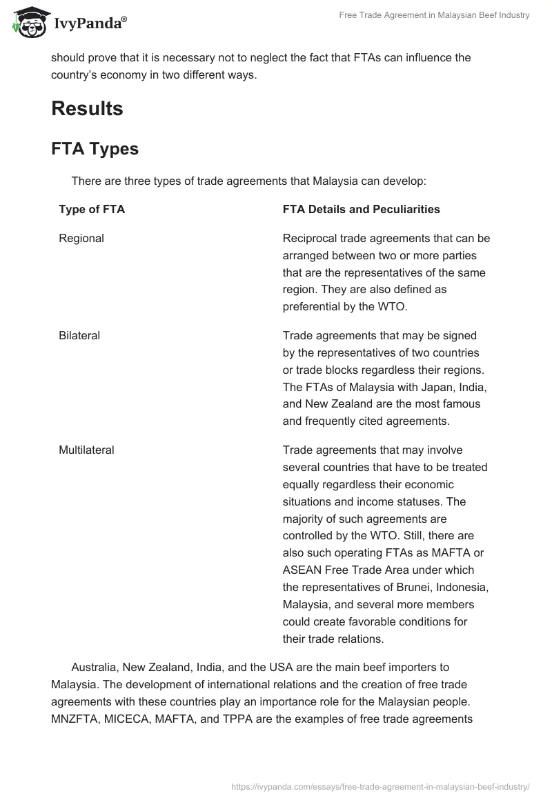 Free Trade Agreement in Malaysian Beef Industry. Page 5