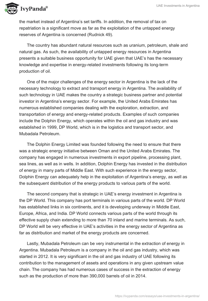UAE Investments in Argentina. Page 3