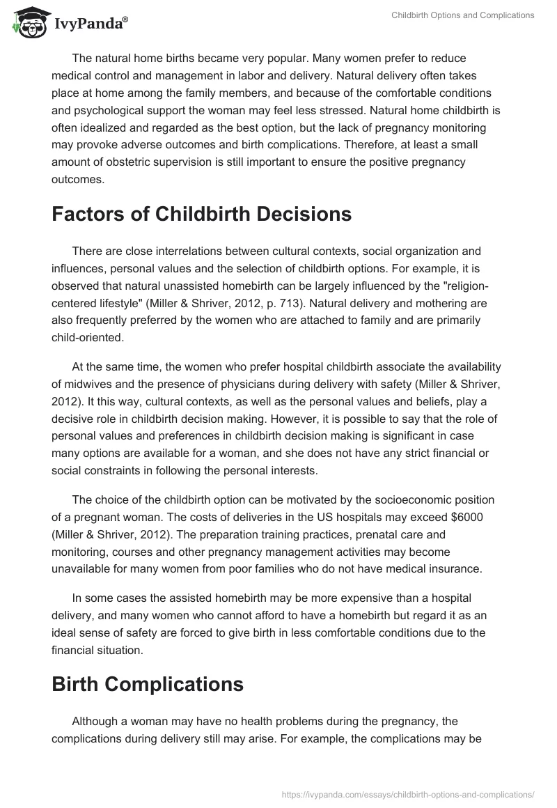 Childbirth Options and Complications. Page 2