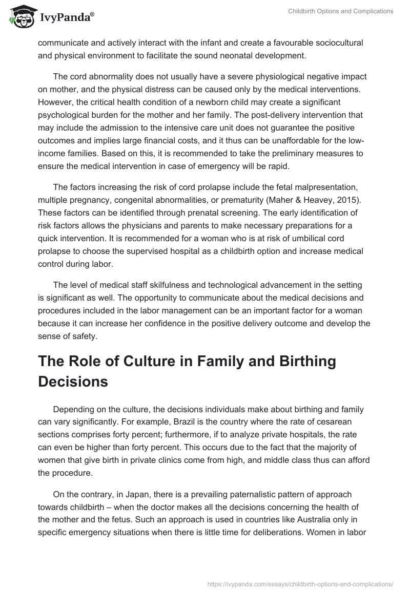 Childbirth Options and Complications. Page 4
