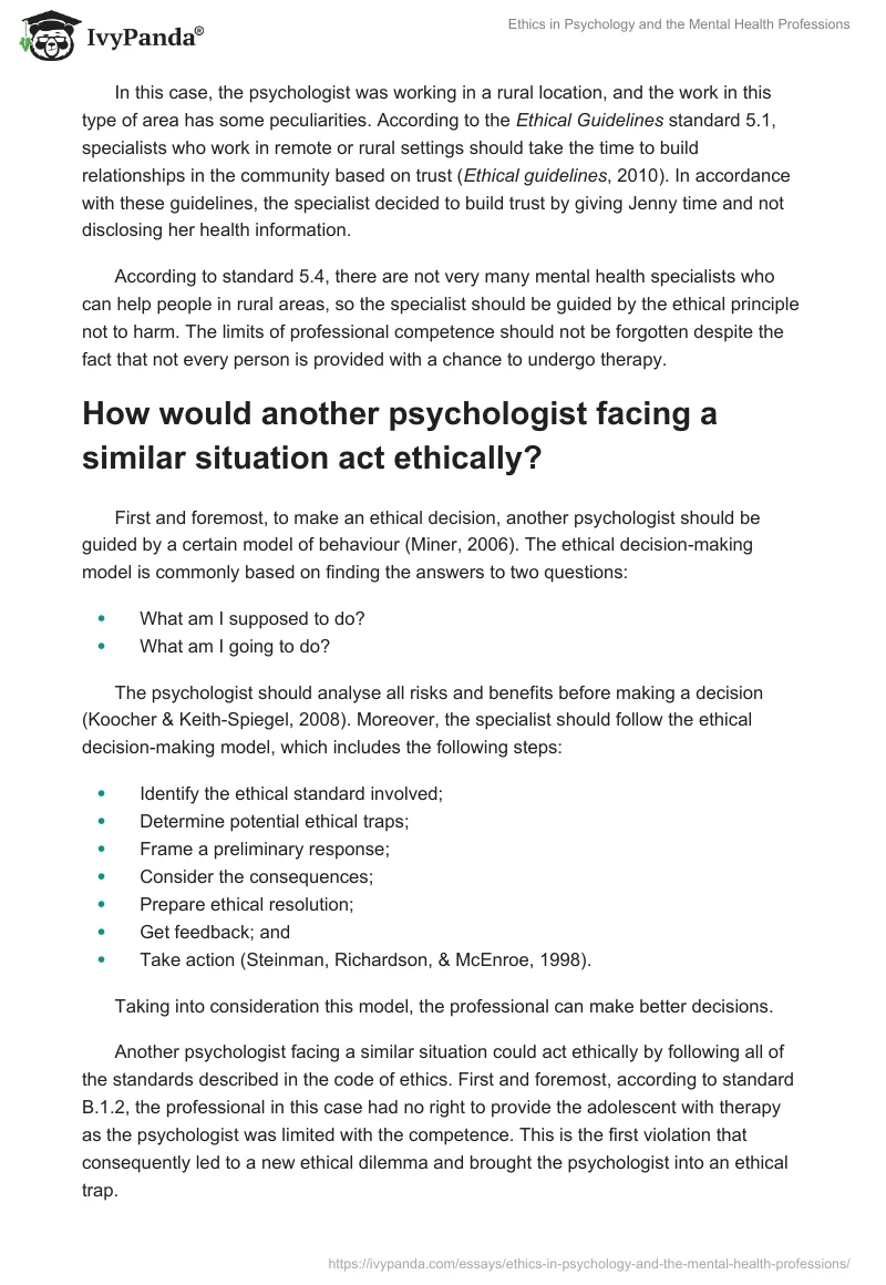 Ethics in Psychology and the Mental Health Professions. Page 4