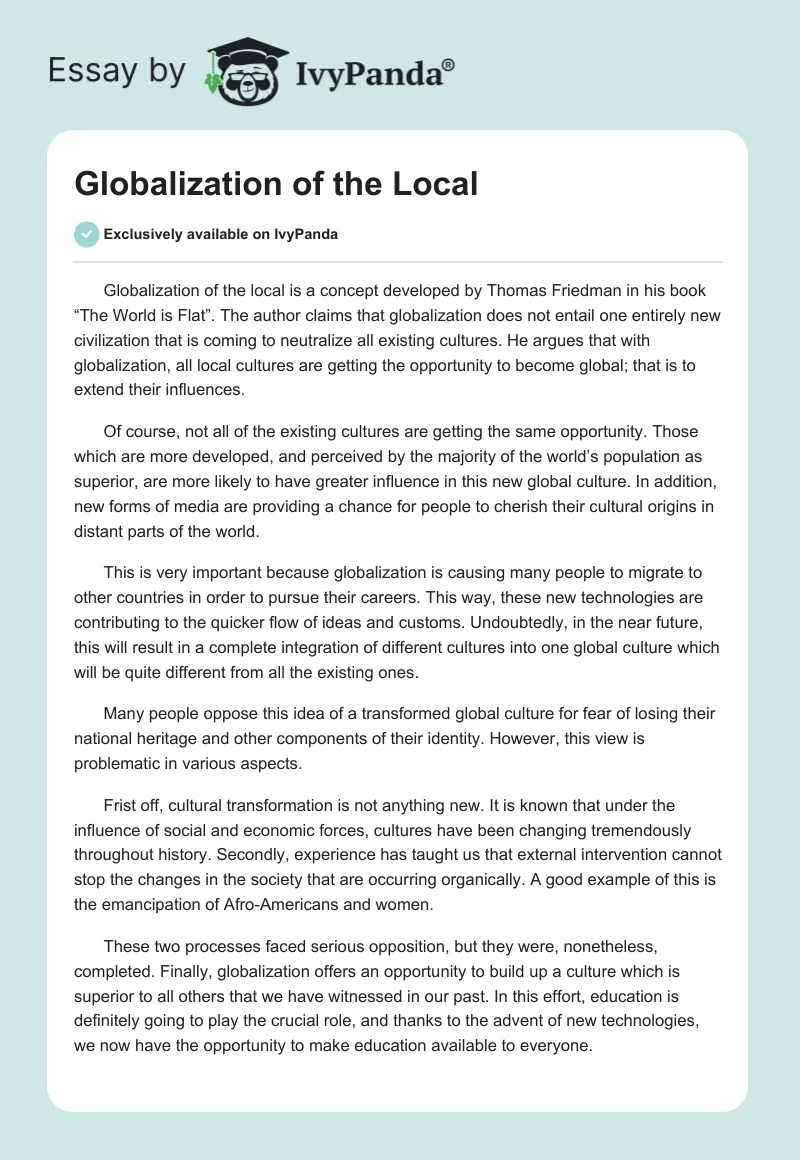 Globalization of the Local. Page 1