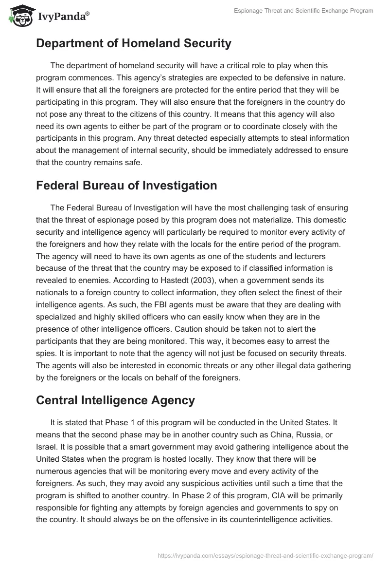 Espionage Threat and Scientific Exchange Program. Page 5