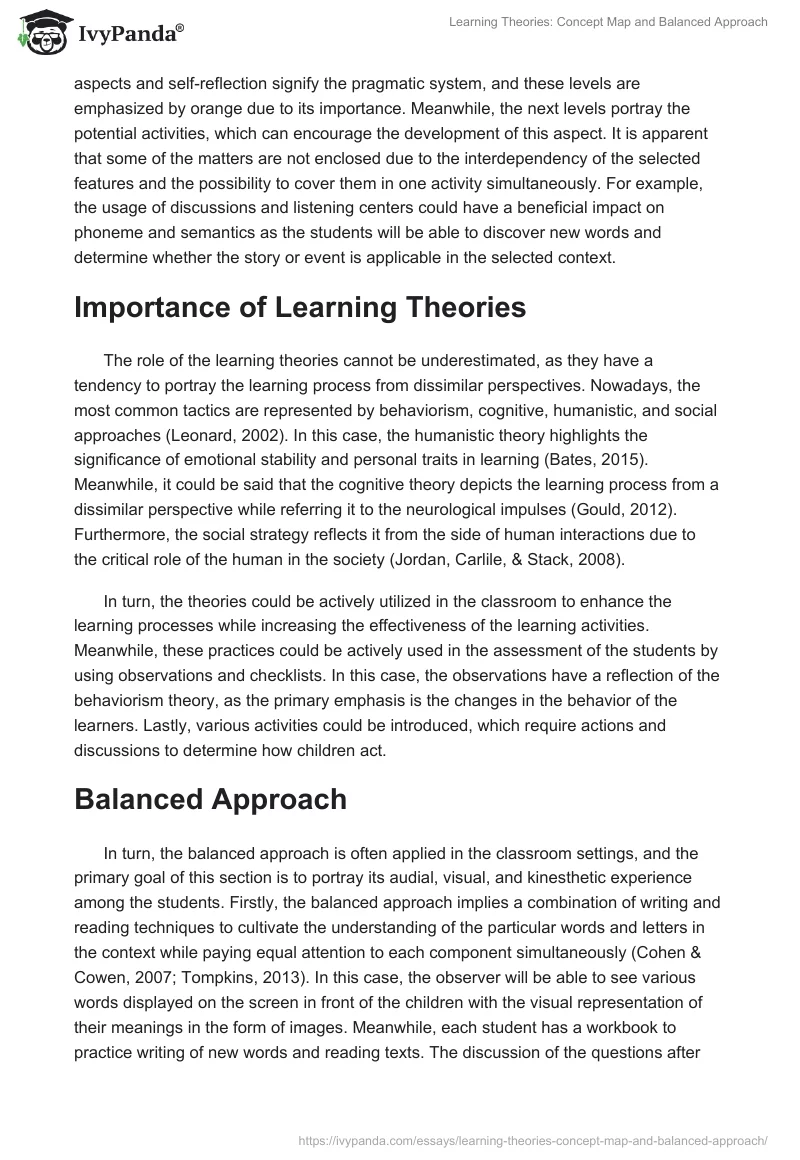 Learning Theories: Concept Map and Balanced Approach. Page 2