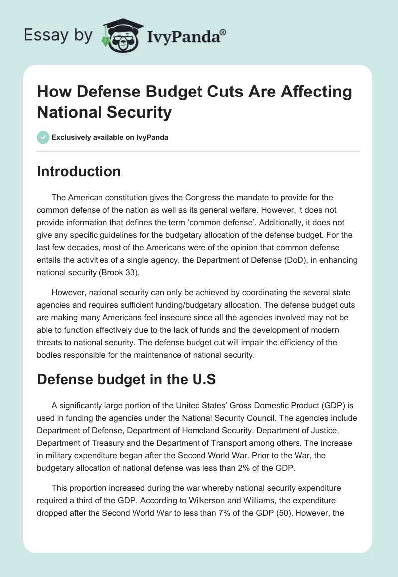 How Defense Budget Cuts Are Affecting National Security. Page 1