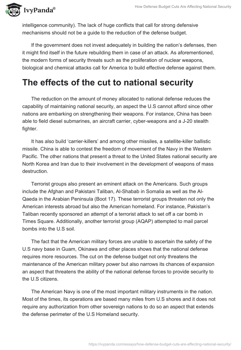 How Defense Budget Cuts Are Affecting National Security. Page 3