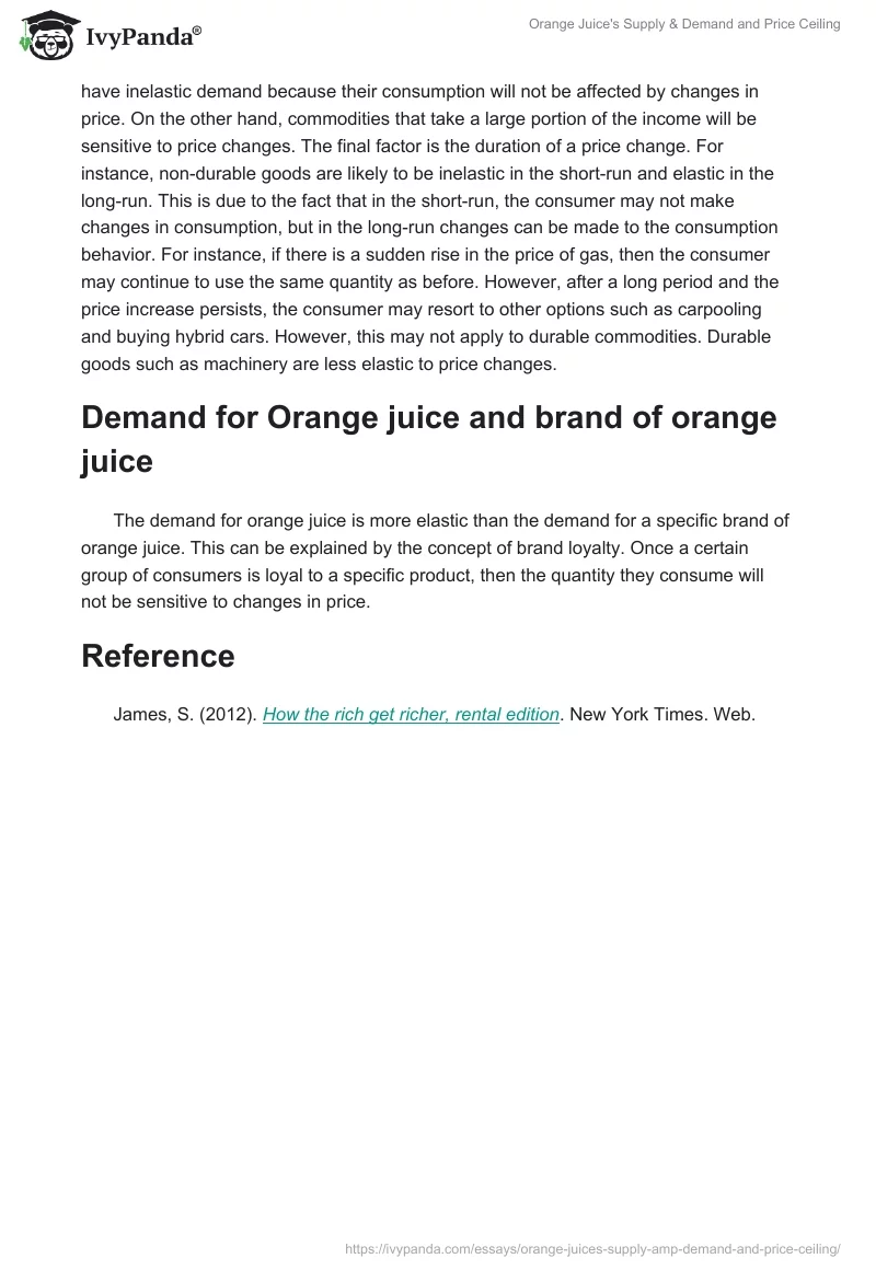 Orange Juice's Supply & Demand and Price Ceiling. Page 5