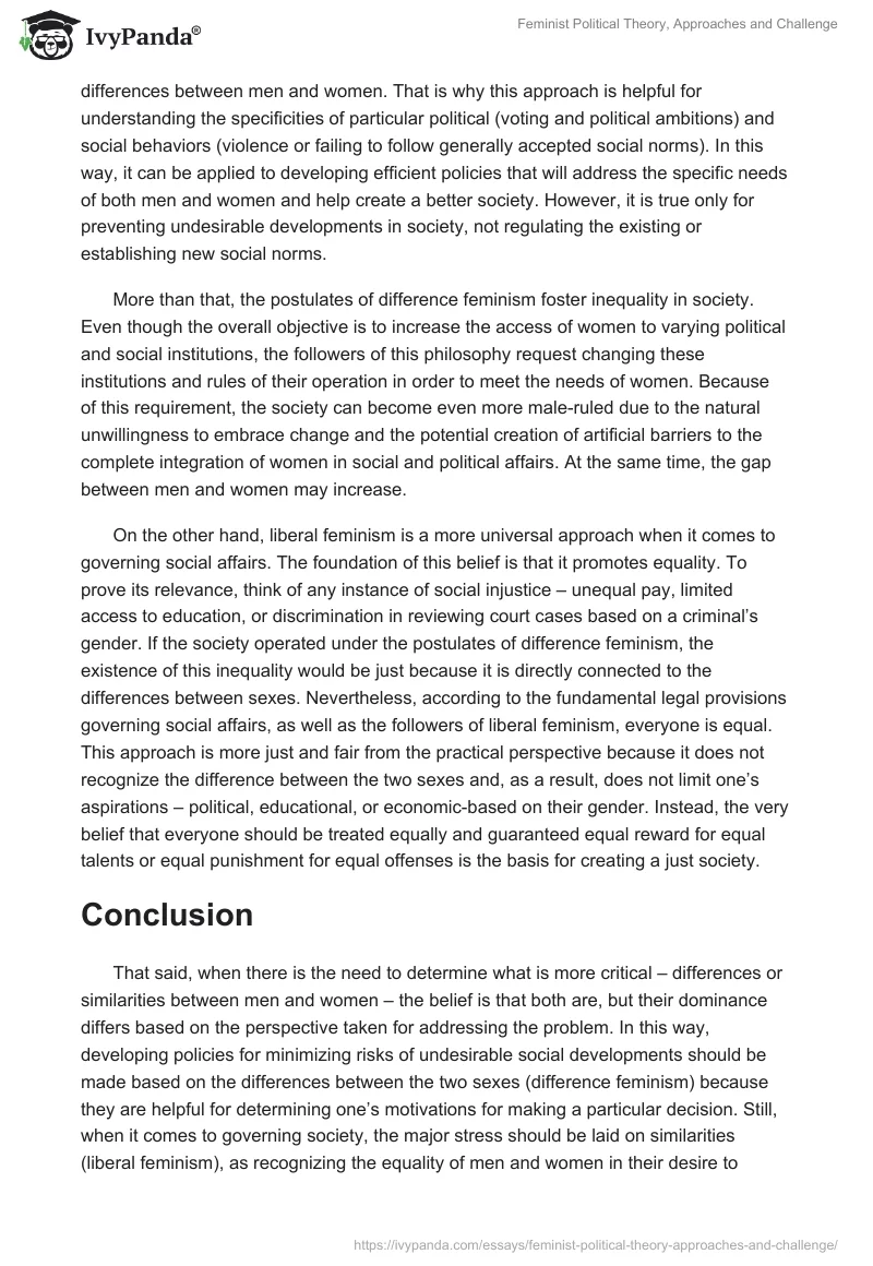 Feminist Political Theory, Approaches and Challenge. Page 2