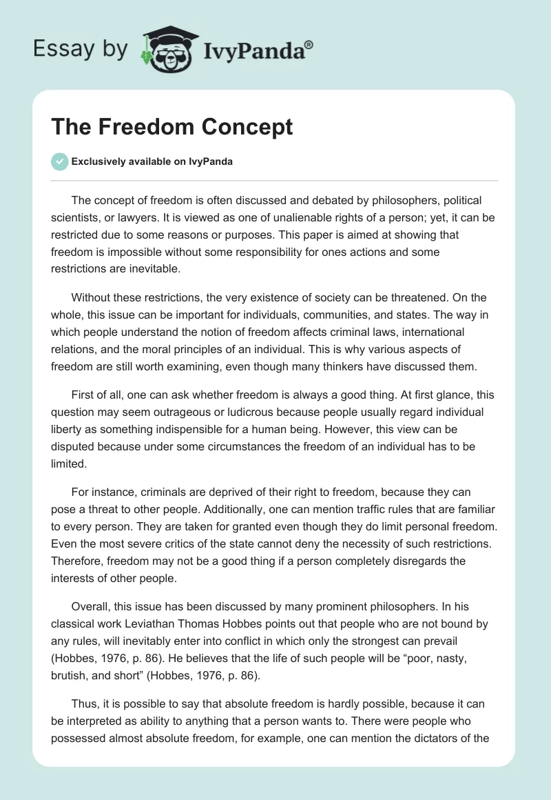 The Freedom Concept. Page 1