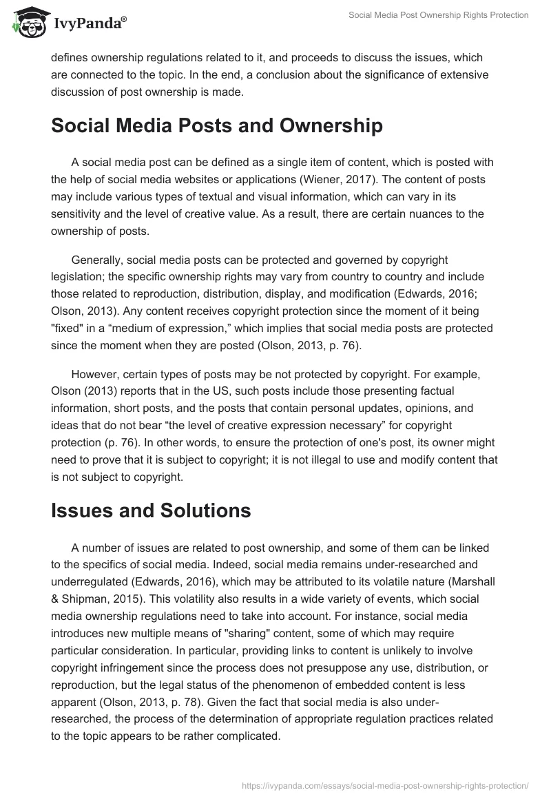 Social Media Post Ownership Rights Protection. Page 2