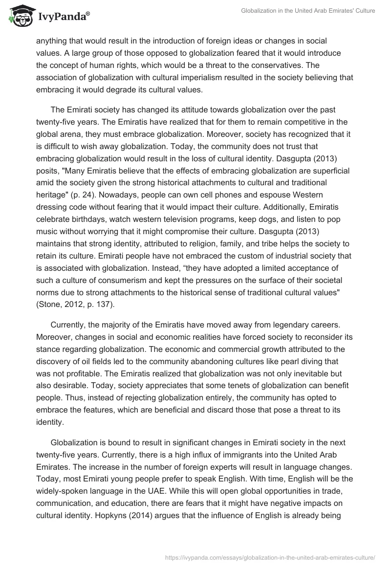 Globalization in the United Arab Emirates' Culture. Page 2