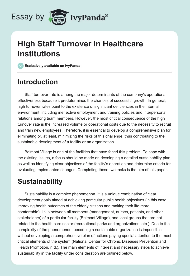 High Staff Turnover in Healthcare Institutions. Page 1