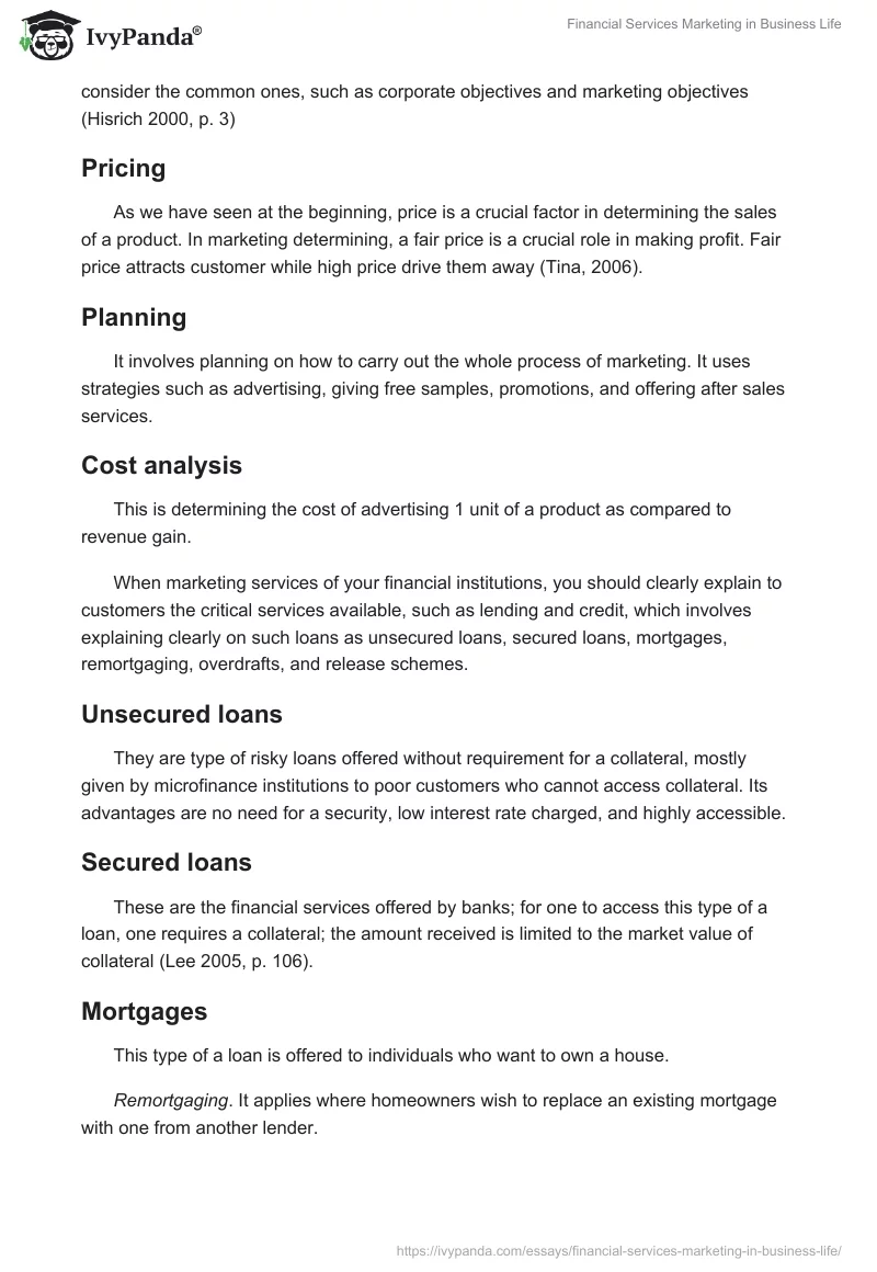 Financial Services Marketing in Business Life. Page 5