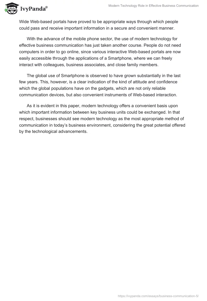 Modern Technology Role in Effective Business Communication. Page 2