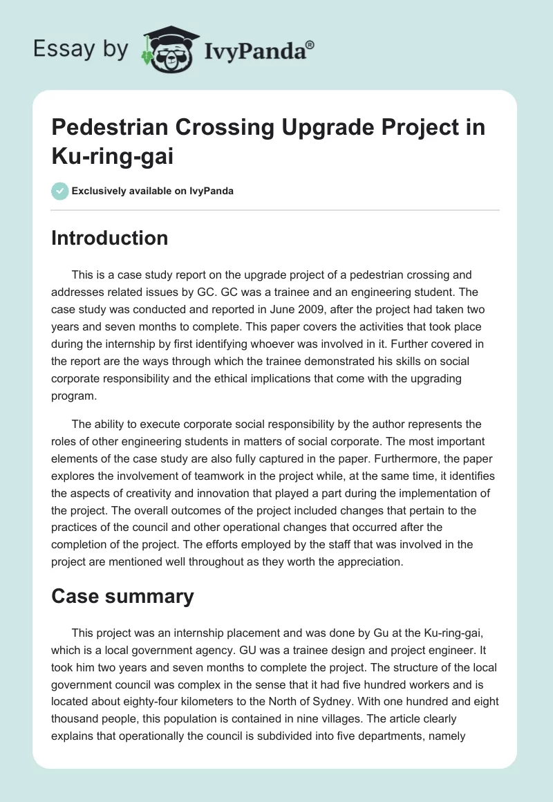 Pedestrian Crossing Upgrade Project in Ku-ring-gai. Page 1