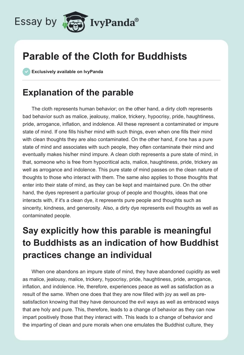 Parable of the Cloth for Buddhists. Page 1