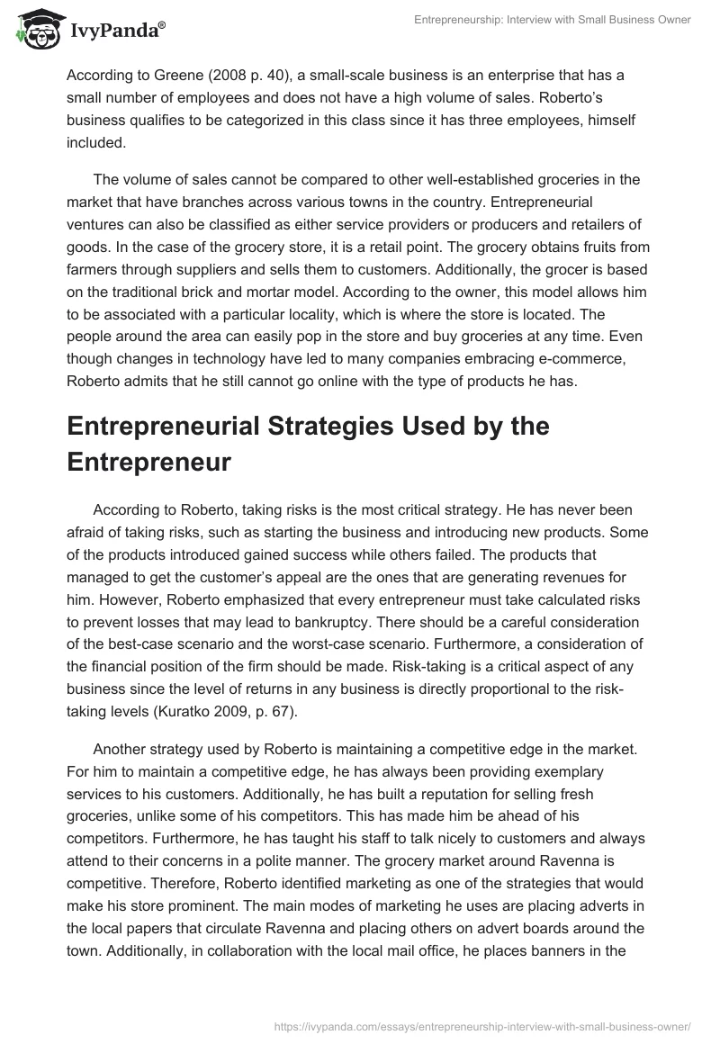 Entrepreneurship: Interview with Small Business Owner. Page 3