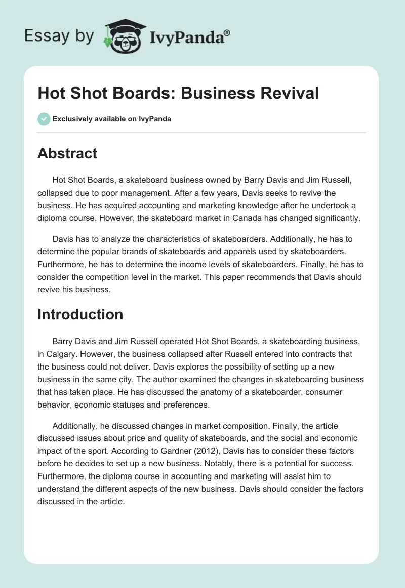 Hot Shot Boards: Business Revival. Page 1
