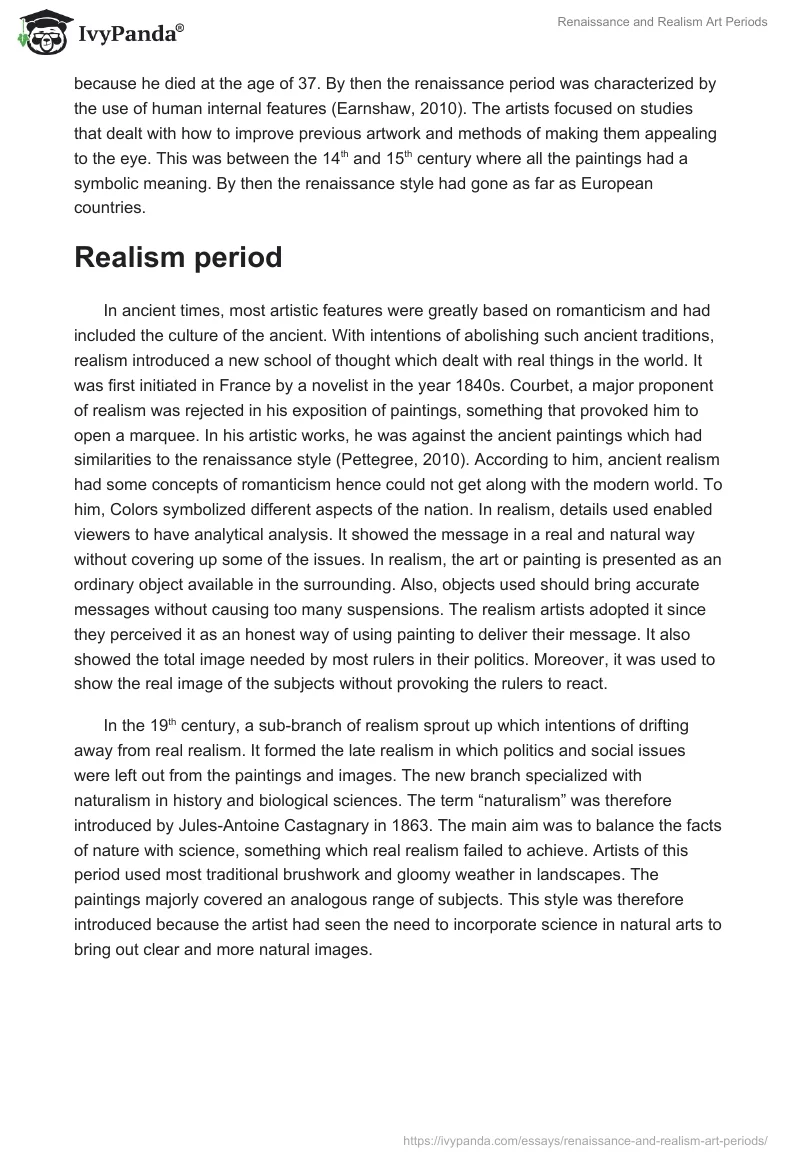 Renaissance and Realism Art Periods. Page 2