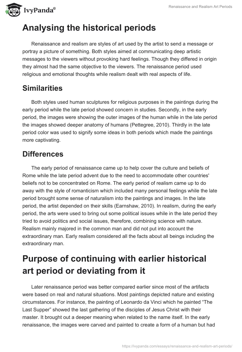 Renaissance and Realism Art Periods. Page 3