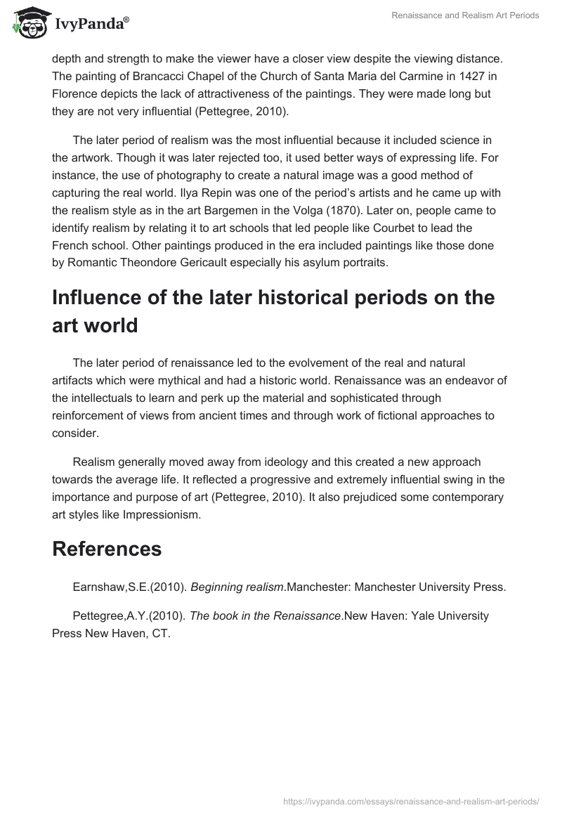 Renaissance and Realism Art Periods. Page 4