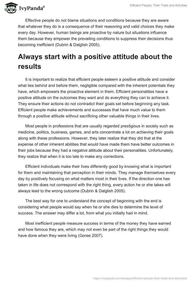 Efficient People, Their Traits and Activities. Page 2