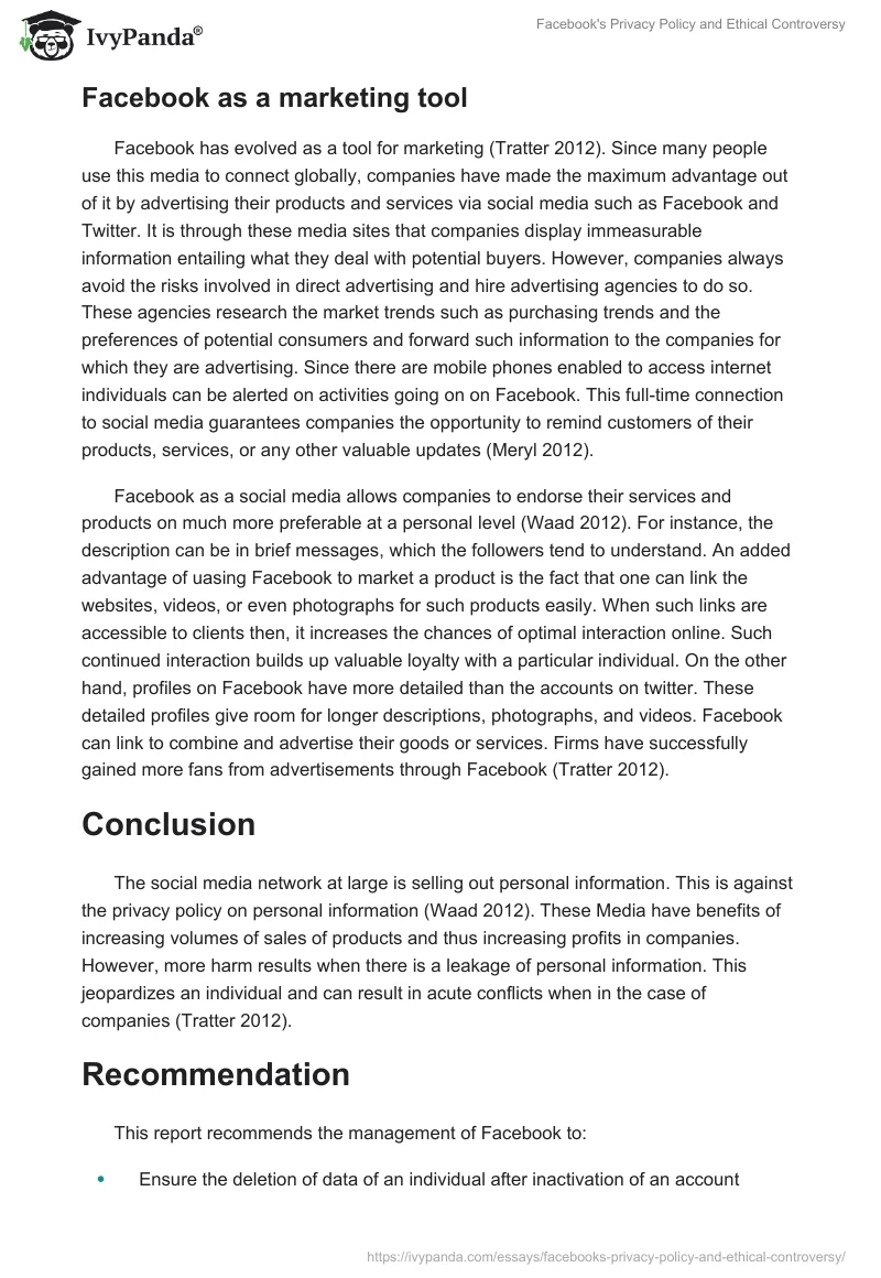 Facebook's Privacy Policy and Ethical Controversy. Page 3
